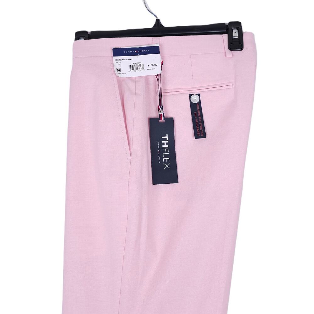 Tommy Hilfiger Mens Modern Fit 2 Piece Suit 44L 36x34 Light Pink Solid Chambray - Picture 8 of 14